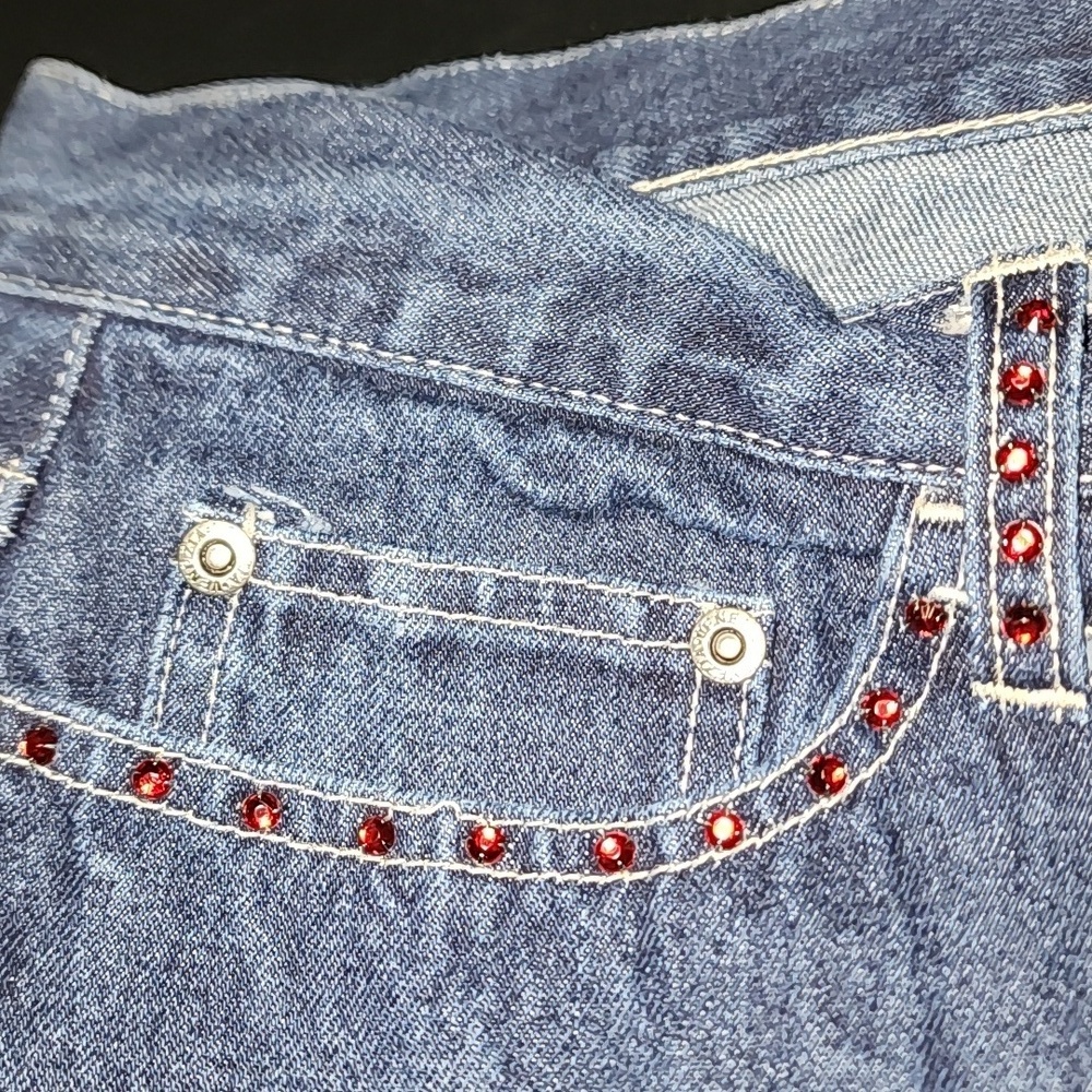 Venezia Jeans w/red rhinestone embellishments Sz 14 Ankle Jeans - Picture 6 of 8